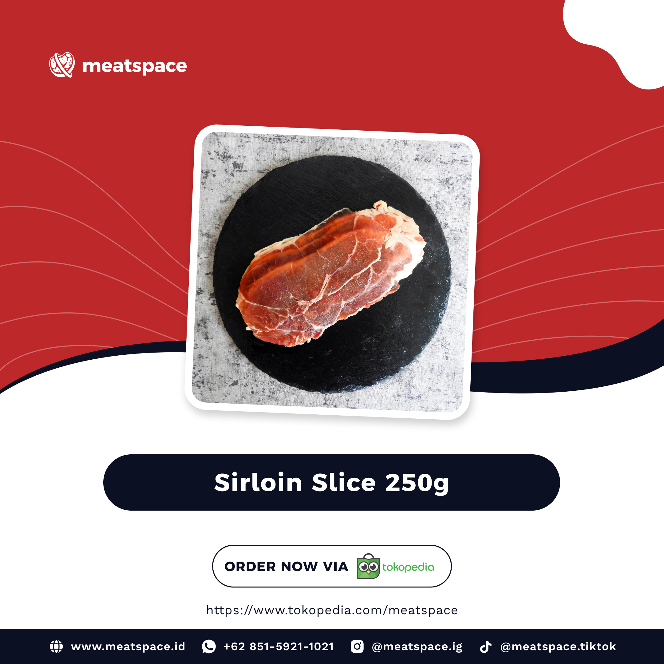 Meatspace - Toko Daging Segar dan Berkulitas di Jakarta Selatan - Sirloin Beef Slice 250g