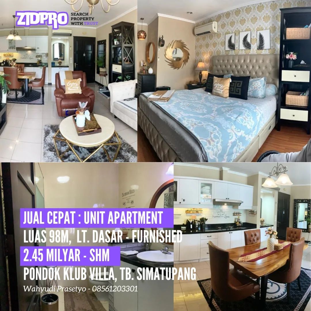 Zidpro - Go! Search Property With Trust - Dijual Apartment Pondok Klub Villa, TB. Simatupang