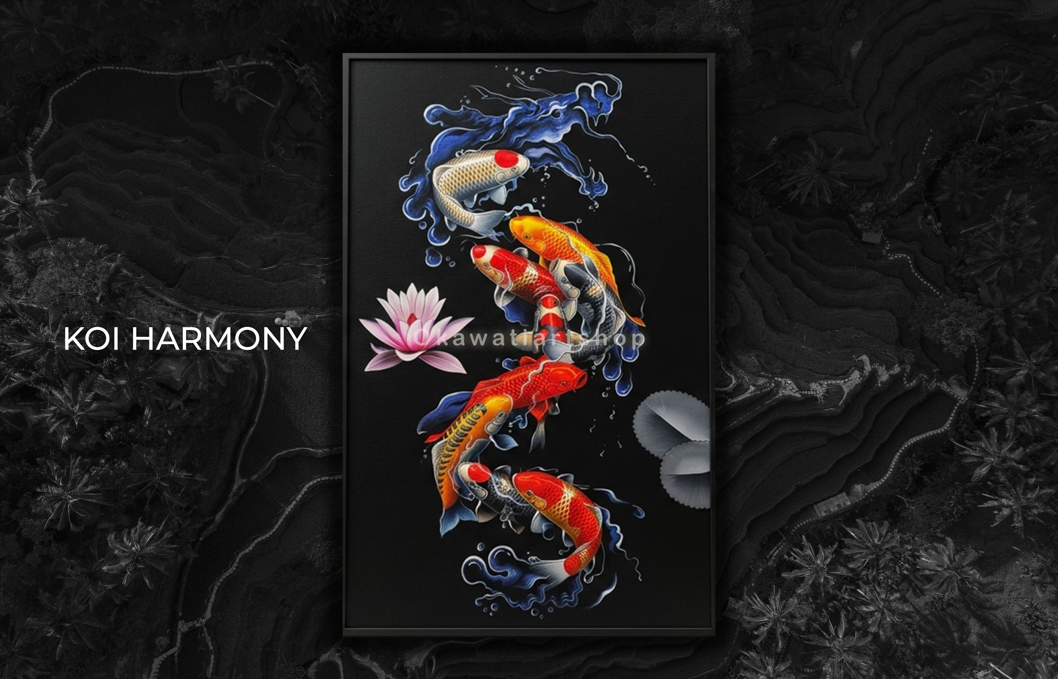 Okawati Art Shop - Timeless Art for Inspired Spaces - Koi & Lotus