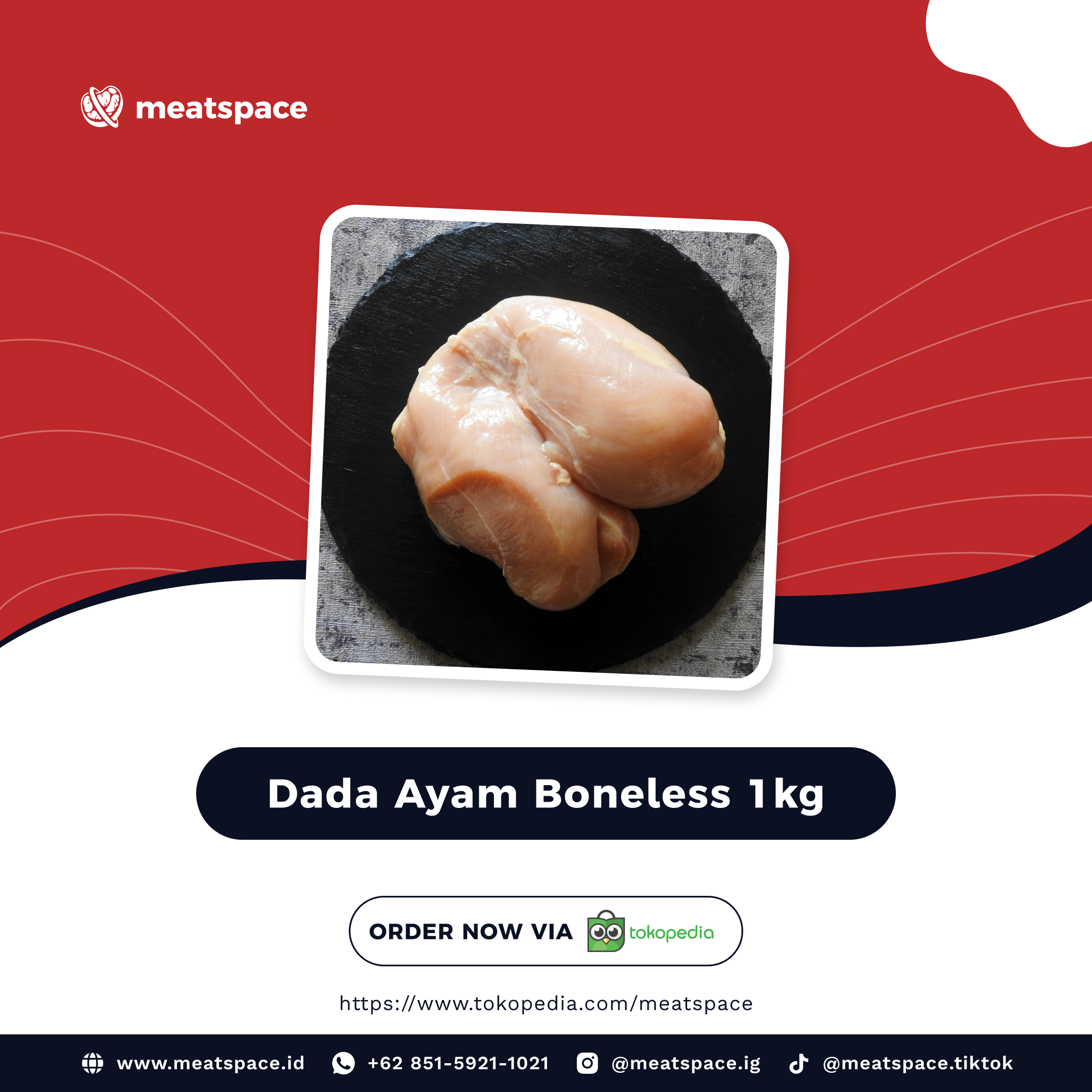 Meatspace - Toko Daging Segar dan Berkulitas di Jakarta Selatan - Dada Ayam Boneless 1kg (Chicken Breast)