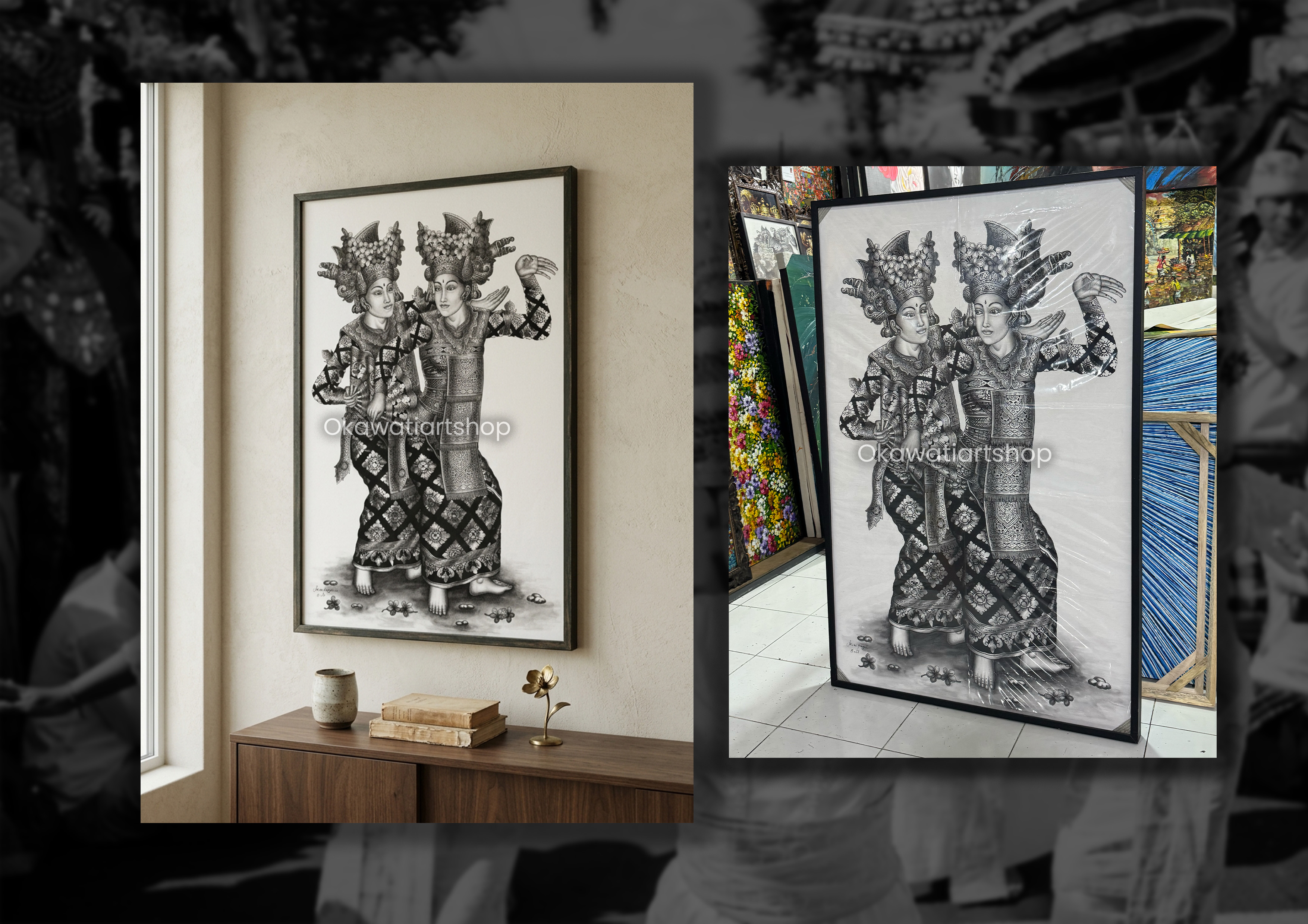 Okawati Art Shop - Worldwide Art Delivery - Legong Okawati Art Shop - Worldwide Art Delivery - Legong
