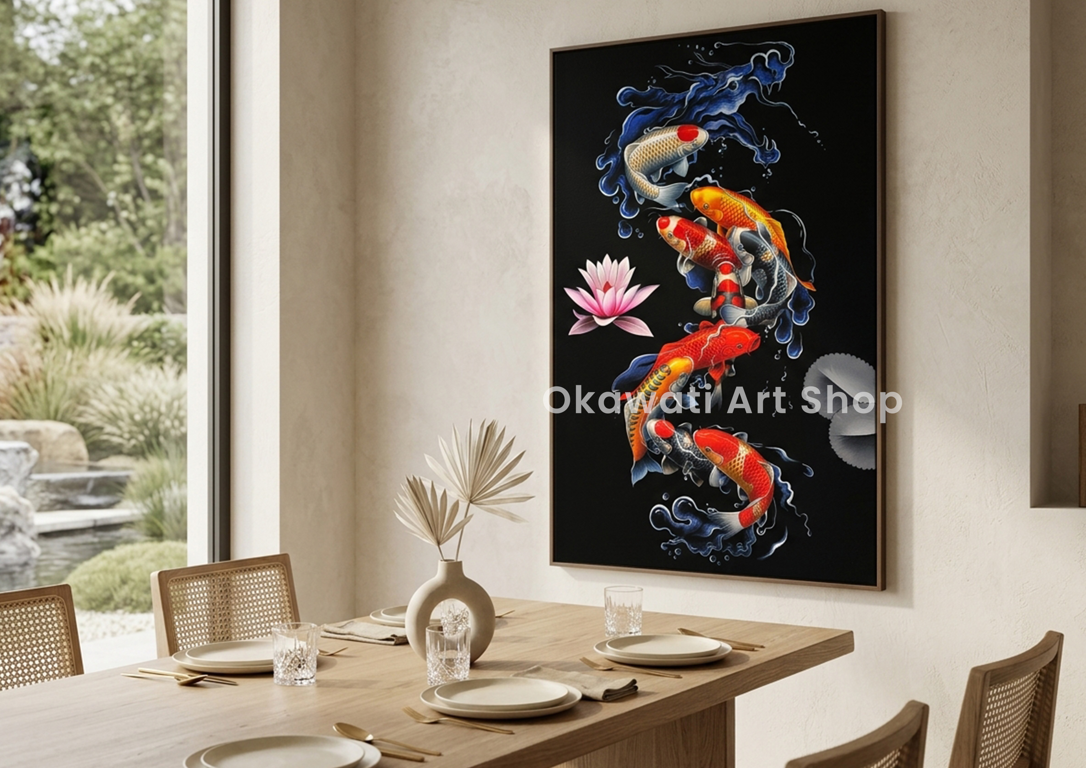 Okawati Art Shop - Timeless Art for Inspired Spaces - Koi & Lotus